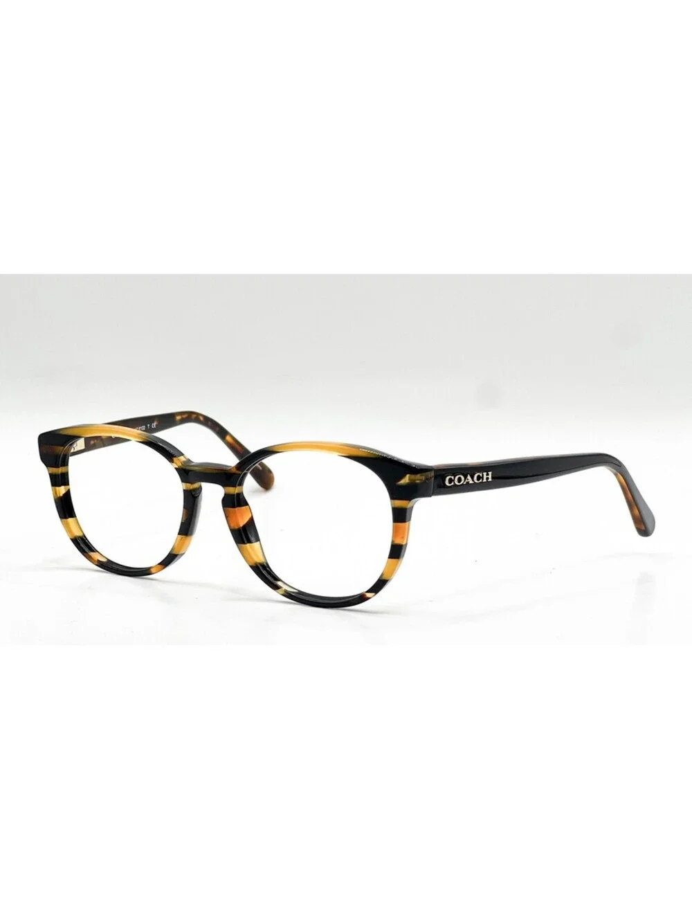 Coach HC 6102 5440 Black Amber Glitter Varsity Stripe Eyeglass Frames 51-18